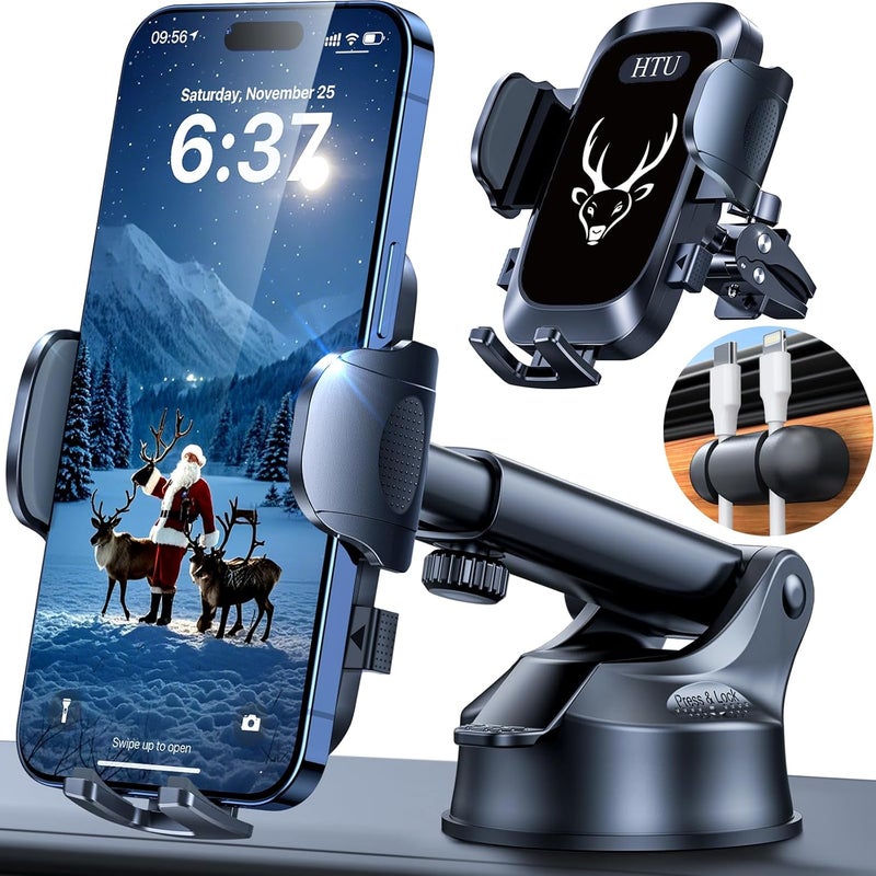 HTU 【98+LBS Strongest Suction & Military-Grade】Ultimate Car Phone Mount【Patent & Safety Cert】 Cell Phone Holder Truck Stand for Dashboard Windshield Vent for iPhone 17 Pro Max 16 15 Samsung,Graphite Black - Image 2